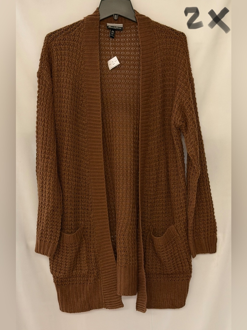 Allison Brittney Open-Front Chunky Knit Cardigan - Chocolate Brown